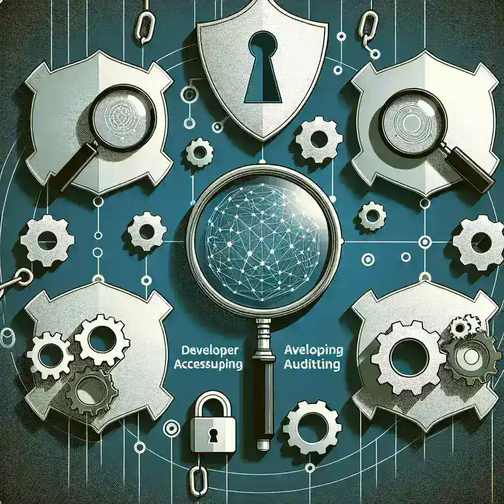 "Developer access auditing tools on a computer screen, showcasing essential platforms for secure development environments in the tech industry."